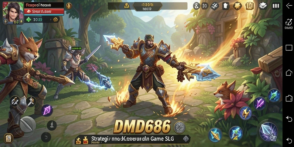 Gameplay DMD686 menampilkan strategi pembangunan dan pertempuran yang seru.