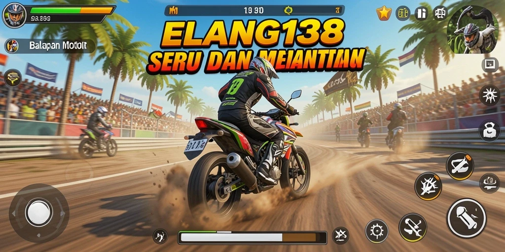 Tampilan gameplay menegangkan saat balapan motor di ELANG138.