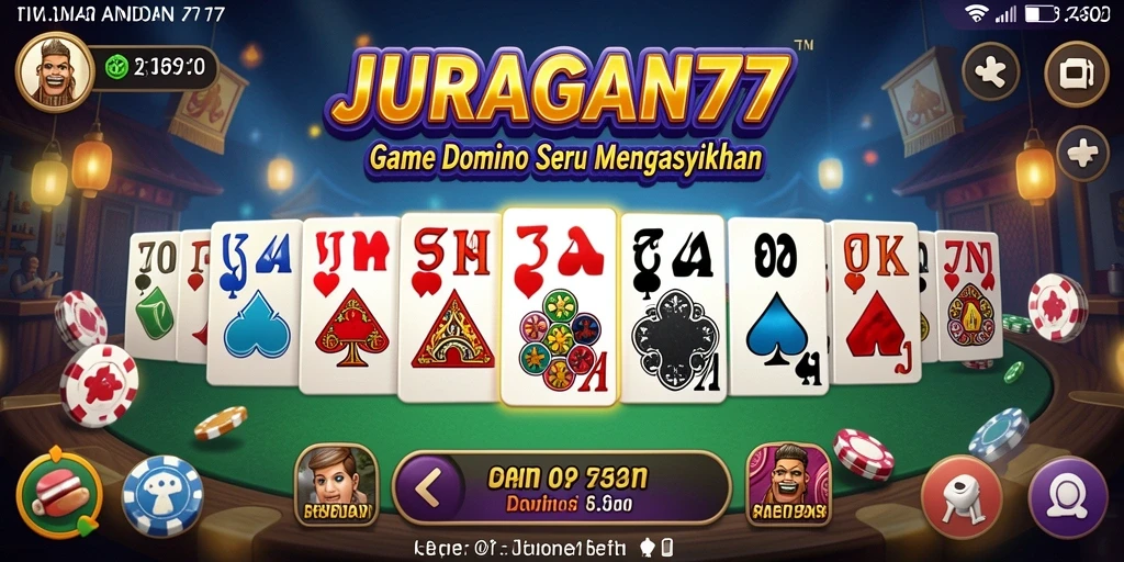 Screenshot JURAGAN77 menunjukkan pemain menikmati gameplay Domino.