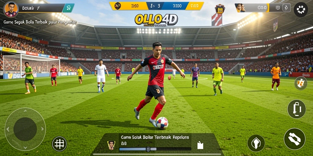 Gameplay OLLO4D menampilkan pertandingan sepak bola yang mendebarkan.