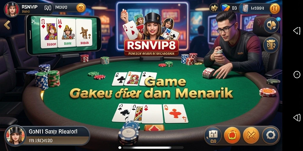 Screenshot gameplay RSNVIP8 menunjukkan berbagai momen menarik dalam permainan Poker.